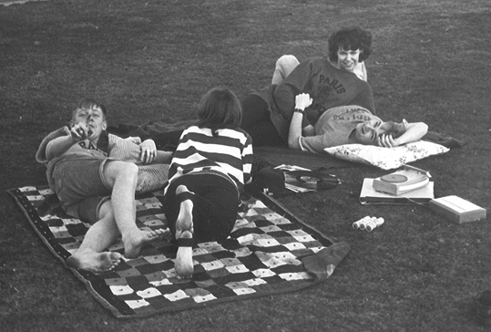 On the Quadrangle... Van Newville  Some girl wearing Rabbi's jersey  Pam Brudney & Bruce Geyer